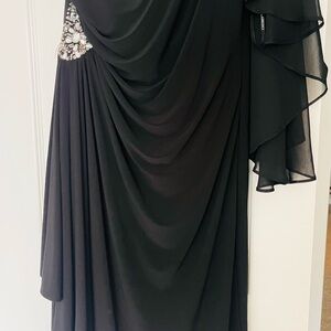 Cachet Black One Shoulder Dress with Embellishments